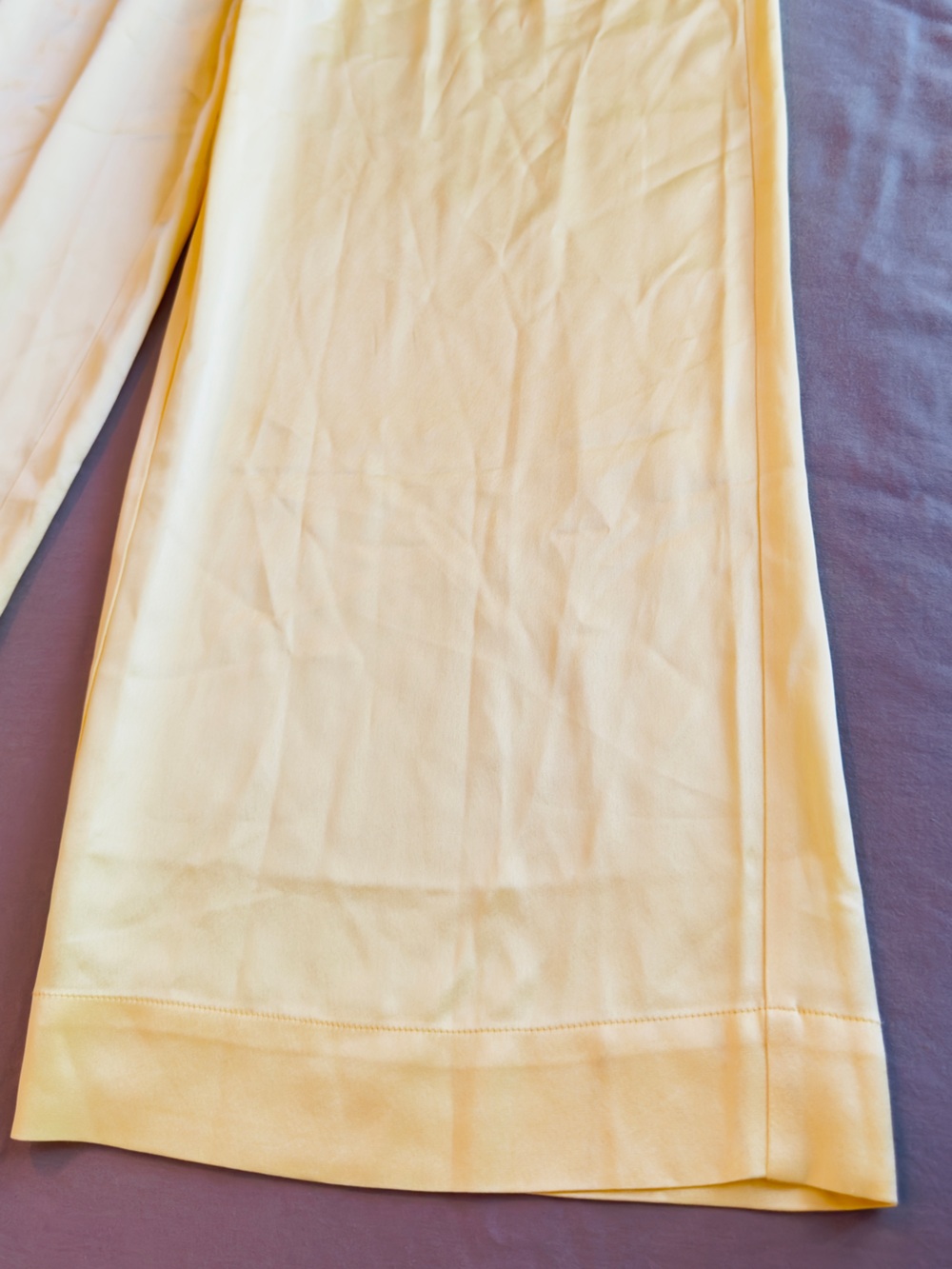 CAMI NYC Davina Sunlight Pale Yellow Wide Leg Satin Trousers Flowy & Silky Pants - Picture 8 of 16